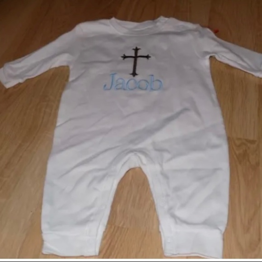 Size 0-3 Months Baby Jay White One Piece Romper Easter Sleeper JACOB Cross New